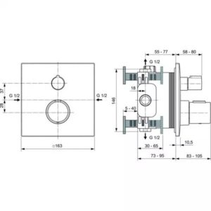 Встраиваемый  термостатический смеситель для душа Ideal Standard Ceratherm Т100 A6956XG-фото2