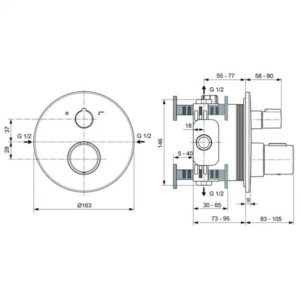 Встраиваемый  термостатический смеситель для ванны Ideal Standard Ceratherm Т100 A5814A2-фото2