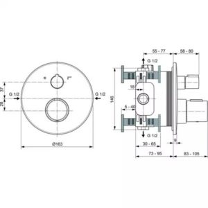 Встраиваемый  термостатический смеситель для ванны Ideal Standard Ceratherm Т100 A5814GN-фото2