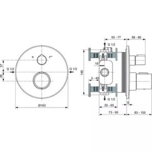 Встраиваемый  термостатический смеситель для ванны Ideal Standard Ceratherm Т100 A5814XG-фото2