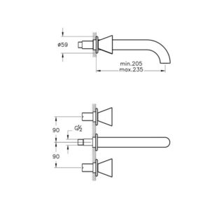 Встроенный смеситель для раковины Liquid A42689 цвет хром-фото2