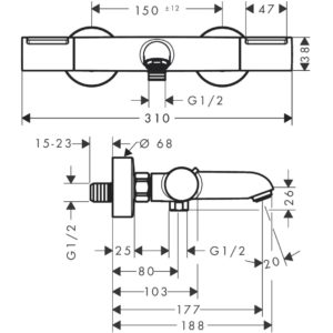 Термостат для ванны hansgrohe Ecostat Element 13347670 матовый черный-фото2