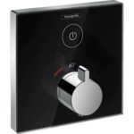 Внешняя часть термостата для душа hansgrohe ShowerSelect Glass скрытого монтажа на 1 потребителя 15737600 черный_хром-фото1