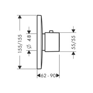 Внешняя часть термостата для ванны hansgrohe PuraVida HighFlow скрытого монтажа 15772400 белый_хром-фото1