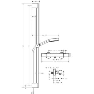 Душевой набор hansgrohe Pulsify Select S 105 3jet Relaxation EcoSmart с термостатом Ecostat Fine и душевой штангой 90 см 24261000 хром-фото3