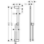 Душевая штанга hansgrohe Unica S Puro 650 мм со слайдером и шлангом Isiflex 1600 мм 24402000 хром-фото2