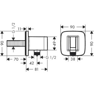Шланговое подключение hansgrohe FixFit Porter Q с держателем для душа 26887140 шлифованная бронза-фото2