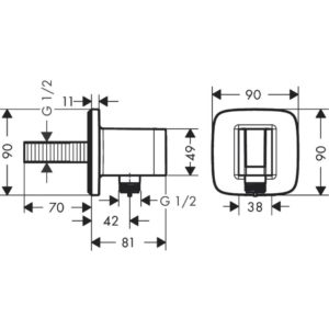 Шланговое подключение hansgrohe FixFit Porter Q с держателем для душа 26887990 полированное золото-фото2