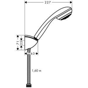 Душевой набор hansgrohe Croma 100 1jet Mono с держателем и шлангом 160 см 27575000 хром-фото2