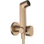 Гигиенический душ hansgrohe 1jet S со смесителем держателем и шлангом 125 см 29232140 шлифованная бронза-фото1
