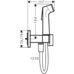 Гигиенический душ hansgrohe 1jet E со смесителем держателем и шлангом 125 см 29233340 шлифованный черный хром-фото2