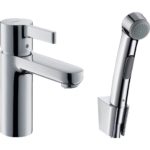 Смеситель для раковины hansgrohe Metris S 90 без сливного гарнитура с гигиеническим душем 31160000 хром-фото1