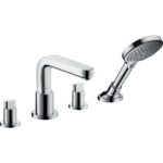 Внешняя часть смесителя для ванны hansgrohe Metris S на край ванны на 4 отверстия с душевым гарнитуром 31446000 хром-фото1