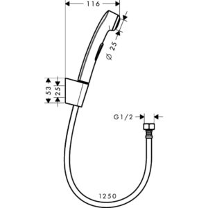 Гигиенический душ hansgrohe 1jet с держателем и шлангом 125 см 32129950 шлифованная медь-фото2