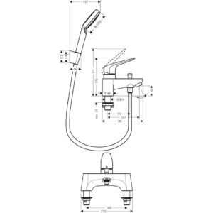 Смеситель для ванны hansgrohe Novus с душевым гарнитуром 71044000 хром-фото2