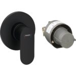 Смеситель для душа hansgrohe Rebris S скрытого монтажа в комплекте с монтажной частью 72648670 матовый черный-фото1