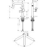 Смеситель для раковины hansgrohe Tecturis S 210 Fine CoolStart EcoSmart cо сливным гарнитуром Push-Open 73360140 шлифованная бронза-фото4