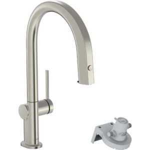 Смеситель для кухонной мойки hansgrohe Aqittura M91 210 с вытяжным изливом 1jet и функцией фильтрации без фильтра в комплекте 76803800 под сталь-фото1