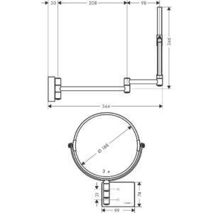 Косметическое зеркало hansgrohe AddStoris 41791340 шлифованный черный хром-фото2