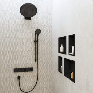 Полка ниша встраиваемая hansgrohe XtraStoris Individual с рамой 30х30х10 см 56098670 матовый черный-фото2