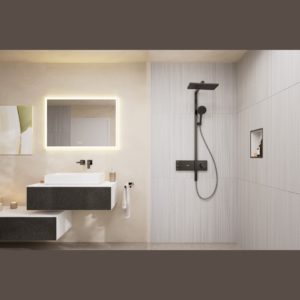 Полка ниша встраиваемая hansgrohe XtraStoris Individual с рамой 30х30х10 см 56099340 шлифованный черный хром-фото2