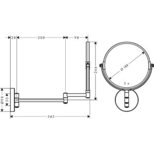 Косметическое зеркало hansgrohe Logis Universal с 3-ым увеличением 73561000 хром-фото2