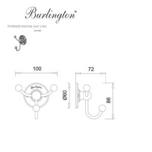 Тройной крючок  A47 CHR Burlington Classic хром-фото3