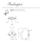 Смеситель для раковины 1 отв ручки - леверы белые хром Burlington Arcade ARC 2014 CHR + ARC65 CHR цвет хром-фото3