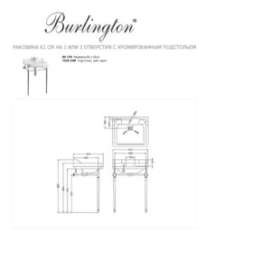 Раковина на 1 или 3 отверстия с хромированным подстольем Burlington Edwardian 610мм-фото3