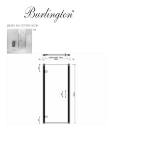 Дверь в душ распашная 90 х 195 Burlington Classic C21 хром-прозрачное-фото3
