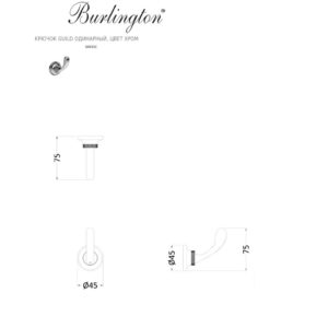 Крючок Guild одинарный цвет хром GU021C Burlington Guild хром-фото3