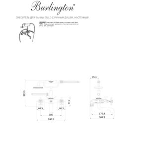 Смеситель для ванны Guild с ручным душем настенный Burlington Guild GU422DC цвет хром-фото3