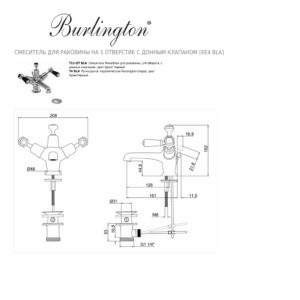 Смеситель для раковины на 1 отверстие с донным клапаном Burlington Kensington KE4 BLA цвет хром-фото3