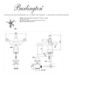 Смеситель для раковины на 1 отверстие Regent с донным клапаном Burlington Kensington KER4 цвет хром-фото3