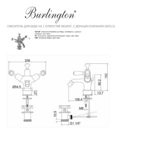 Смеситель для биде на 1 отверстие Regent с донным клапаном Burlington Kensington KER13 цвет хром-фото3