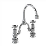 Смеситель для раковины на 2 отверстия Regent с пробкой и цепочкой Burlington Claremont CLR27 BLA + W1 цвет хром-фото1