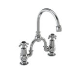 Смеситель для раковины на 2 отверстия с пробкой и цепочкой Burlington Anglesey AN27 BLA + W1 цвет хром-фото1