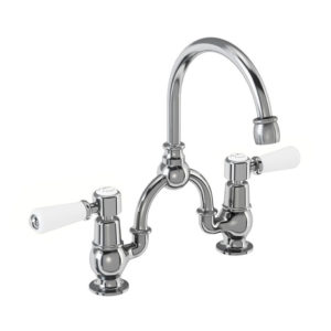 Смеситель для раковины на 2 отверстия с кнопкой Click-Clack Burlington Kensington KE27 + W11 цвет хром-фото1