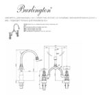 Смеситель для раковины B14 на 2 отверстия Regent со скрытым переливом Burlington Claremont CLR28 + W9 цвет хром-фото3