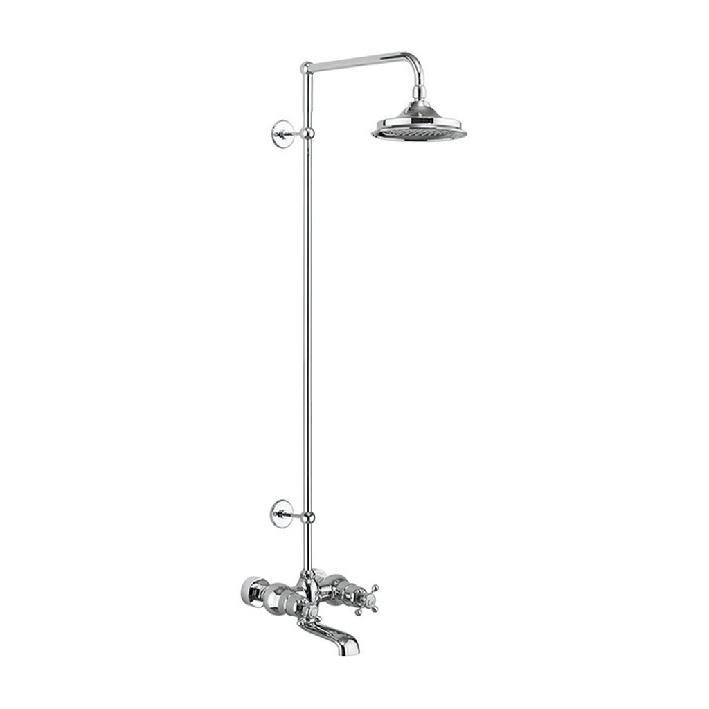 Душевая стойка с изливом верхний душ 150 мм T2WS Burlington Classic цвет хром-фото1 Душевая стойка с изливом верхний душ 150 мм T2WS Burlington Classic цвет хром-фото1