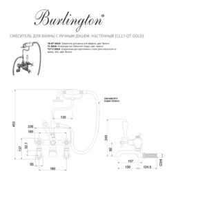 Смеситель для ванны с ручным душем настенный Burlington Claremont CL17-QT GOLD цвет золото-фото3
