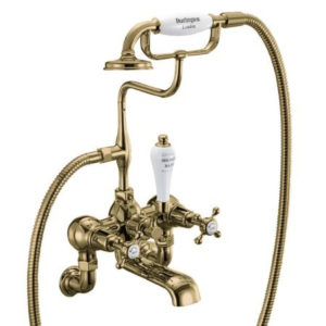 Смеситель для ванны с ручным душем настенный Burlington Claremont CL17-QT GOLD цвет золото-фото1