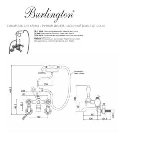 Смеситель для ванны с ручным душем настенный Burlington Claremont CLR17-QT GOLD цвет золото-фото3