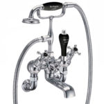 Смеситель для ванны под наклоном с ручным душем настенный Burlington Claremont CL21 BLA цвет хром-фото1
