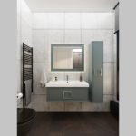 Тумба под раковину Cubo Grigio серо-зелёная 100-фото6