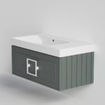 Тумба под раковину Cubo Grigio серо-зелёная 90-фото1