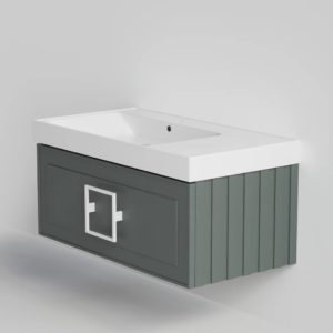 Тумба под раковину Cubo Grigio серо-зелёная 90-фото1