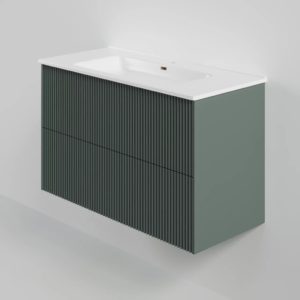 Тумба под раковину La Fenice Terra Twin Grigio 100 см серо-зелёная матовая-фото1