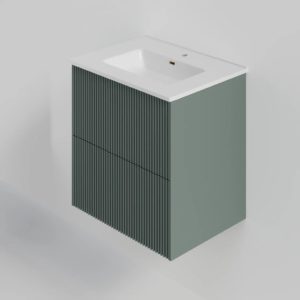 Тумба под раковину La Fenice Terra Twin Grigio 60 см серо-зелёная матовая-фото1