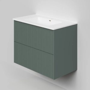 Тумба под раковину La Fenice Terra Twin Grigio 80 см серо-зелёная матовая-фото1
